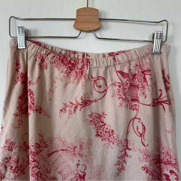 Soft Surroundings Vintage Antique Cottage Pattern Ruffle Hem Linen Blend Skirt - Picture 6 of 13
